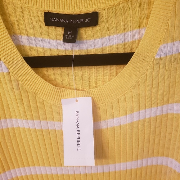 NWT Banana Republic Yellow Striped Knit Dress - Picture 5 of 7